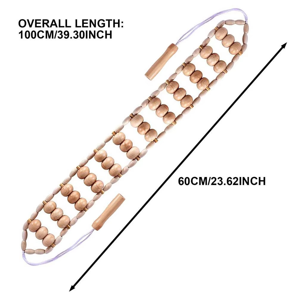 Wood Back Massage Roller Rope Professional Wood Tools for Body Shaping Manual Massage Strap Wooden Back Massage Roller Rope Wood