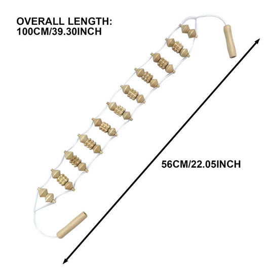 Wood Back Massage Roller Rope Professional Wood Tools for Body Shaping Manual Massage Strap Wooden Back Massage Roller Rope Wood