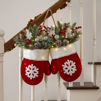 Christmas Glove Wreath - Decorative Floral Door Garland