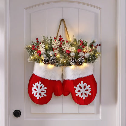 Christmas Glove Wreath - Decorative Floral Door Garland